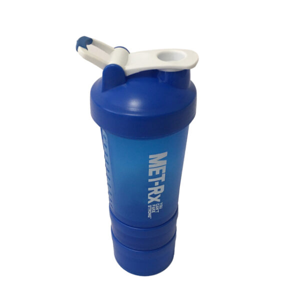 Multi-compartment Protein Shaker Bottle with Hook and Wire Whisk Ball