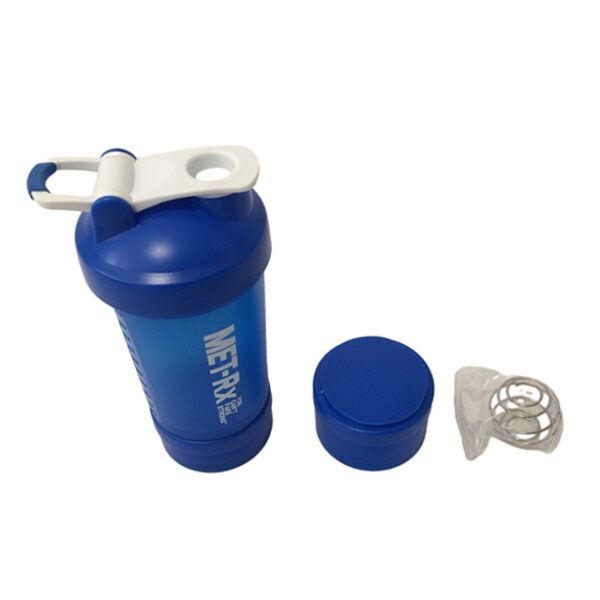 Multi-compartment Protein Shaker Bottle with Hook and Wire Whisk Ball - Image 2