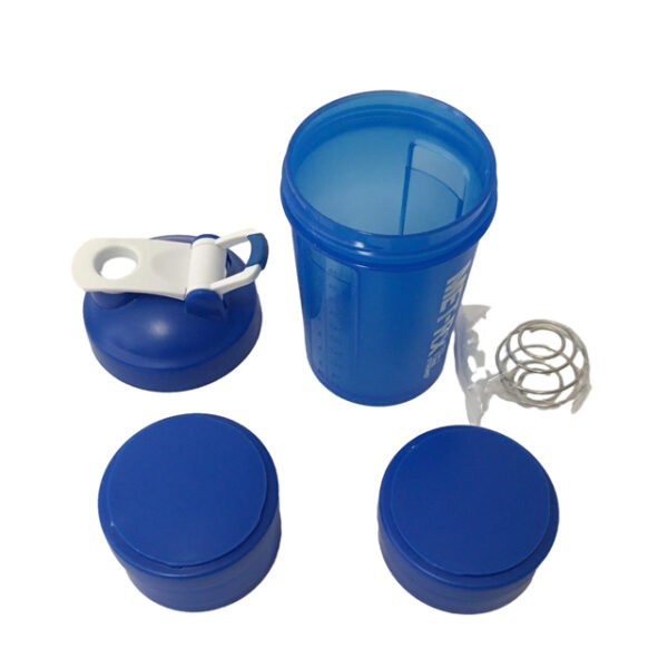 Multi-compartment Protein Shaker Bottle with Hook and Wire Whisk Ball - Image 3