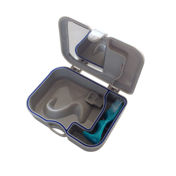 Denture Box with Denture Brush and Mirror