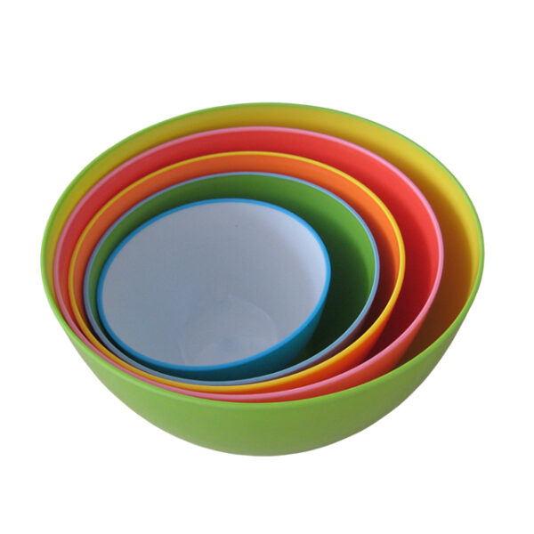 Two-tone PP Plastic Salad Bowl, set of 5