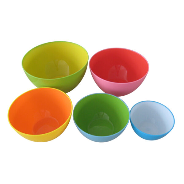 Two-tone PP Plastic Salad Bowl, set of 5 - Image 2