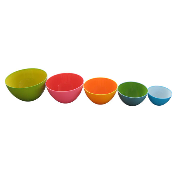 Two-tone PP Plastic Salad Bowl, set of 5 - Image 3